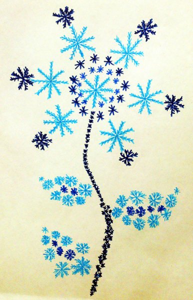 Узор из снежинок рисование