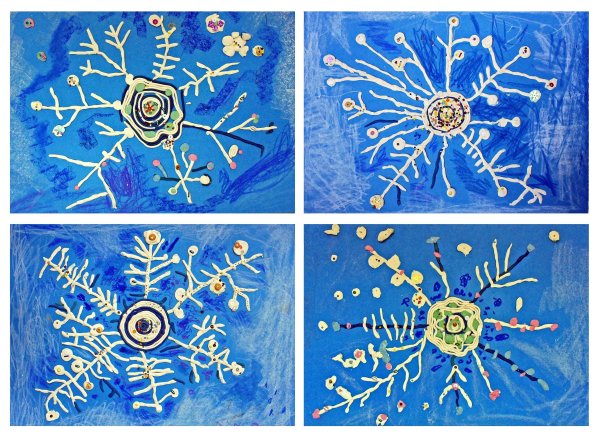 Снежинки для рисования с детьми