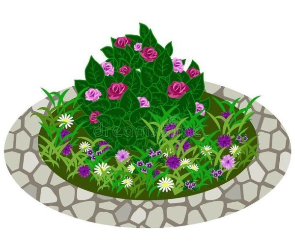 Макет клумбы с цветами