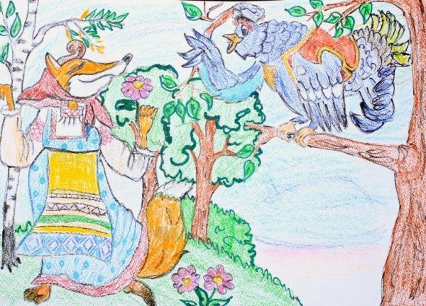 Лиса и тетерев рисунок к сказке