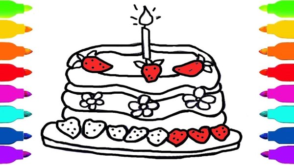 Торт раскраска для малышей