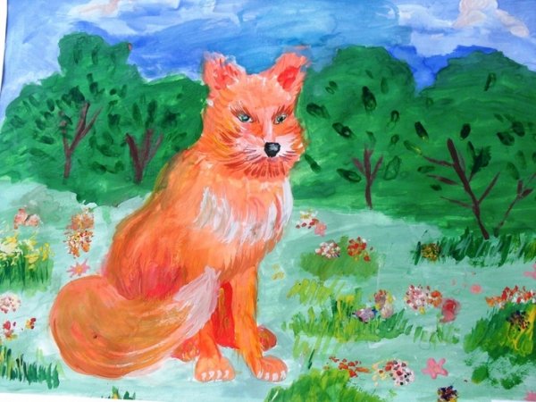 Детский рисунок лисы