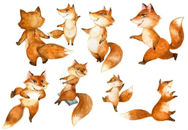 Рисунки лисят