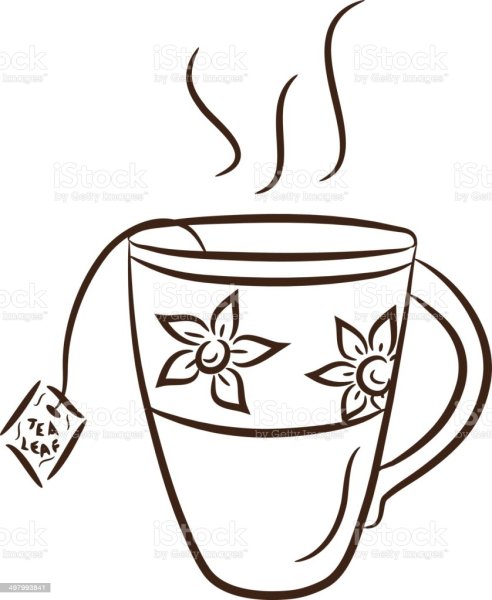 Раскраска чай с пакетиком в кружке