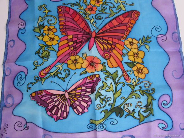 Батик платок бабочки