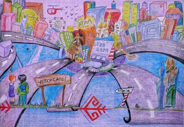 Город будущего рисунок