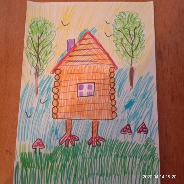 Рисование в средней группе избушка на курьих