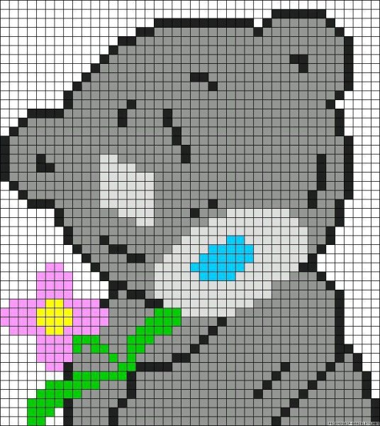 Рисование по клеточкам мишка