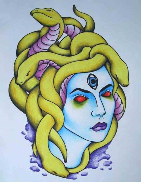 Медуза Горгона гуашью