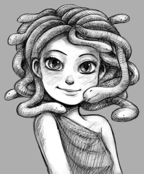 Горгона карандашом