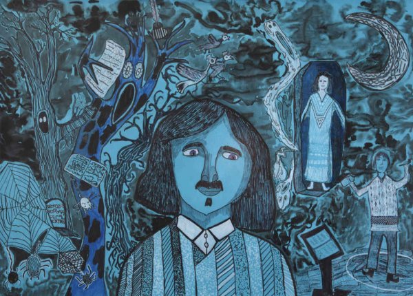 Черно белый автопортрет Гоголя