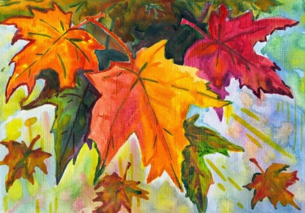 Рисование осенние листочки