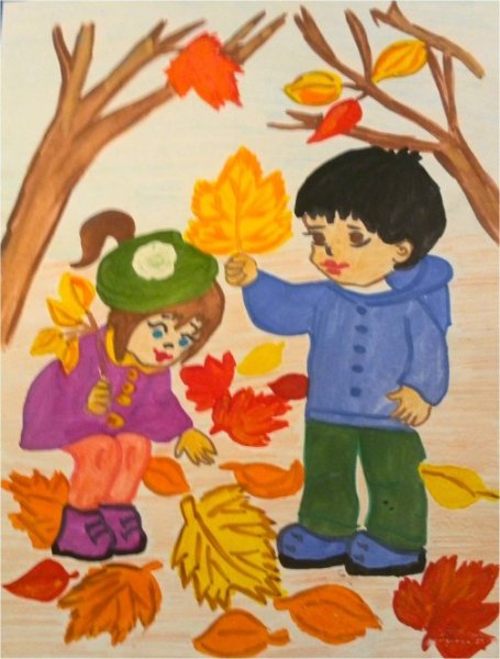 Дерево осенний листопад рисование