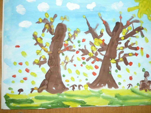 Рисование осенний лес