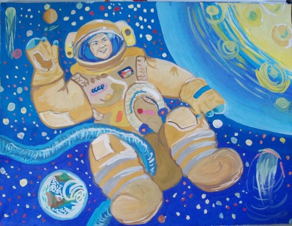 Рисунки на тему Гагарин и космос