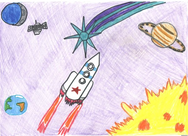Полет в космос рисунок