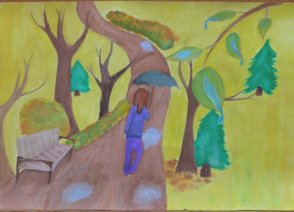 Рисование на тему парк осенью