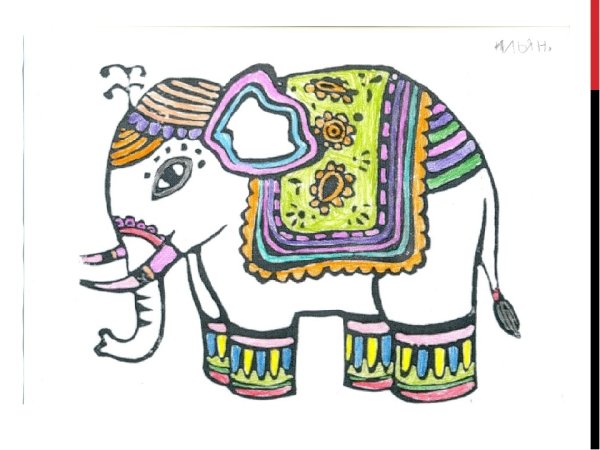 Индийский слон раскрашенный