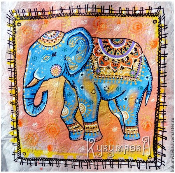 Традиционный батик Индии слоны