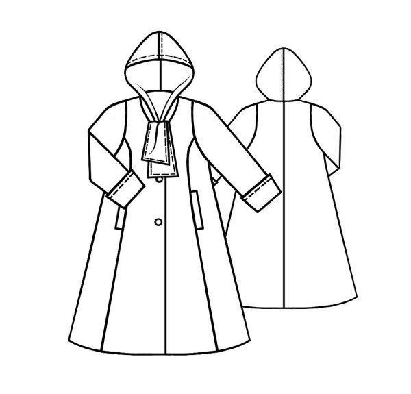 Эскиз пальто с капюшоном