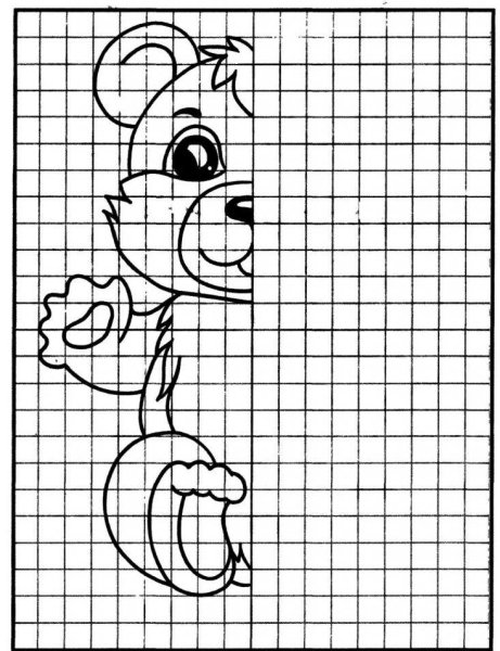 Дорисуй по клеточкам для детей