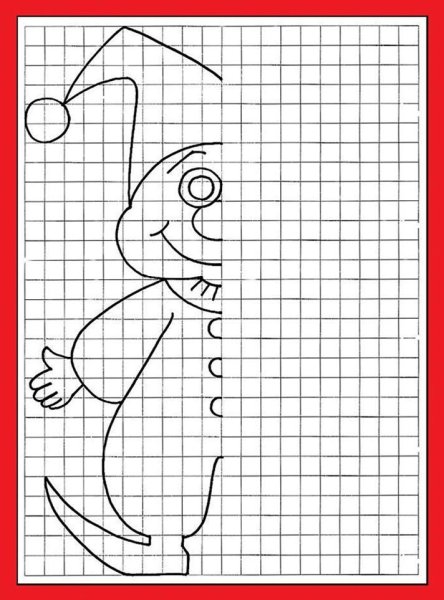 Дорисовать вторую половину рисунка по клеточкам