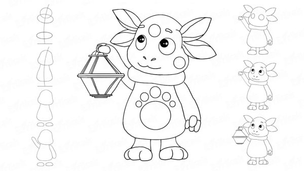 Лунтик рисунок карандашом