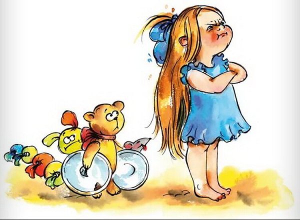 Иллюстрация капризная девочка