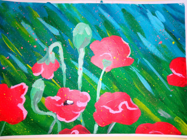 Рисование мака с детьми