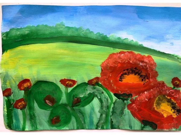 Маки гуашью для детей