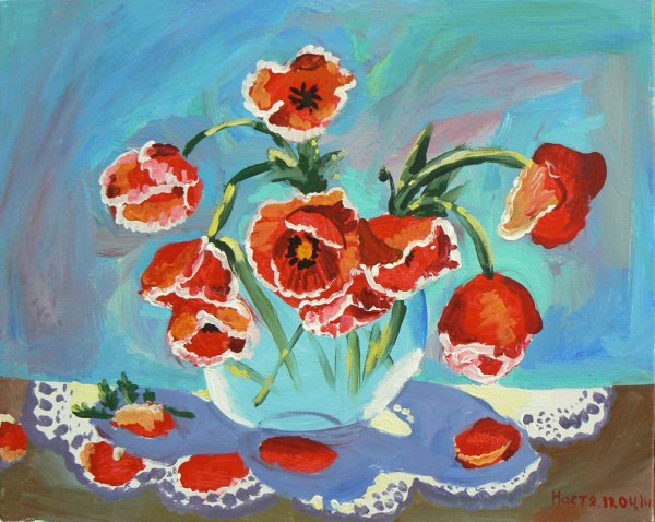 Маки рисунок гуашью