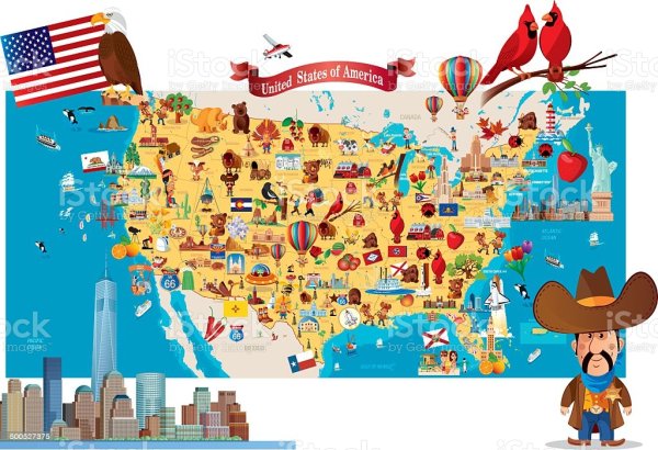 Карта Америки для детей