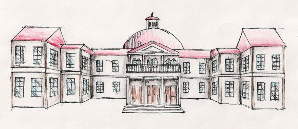 Дворянская усадьба зарисовка фасада