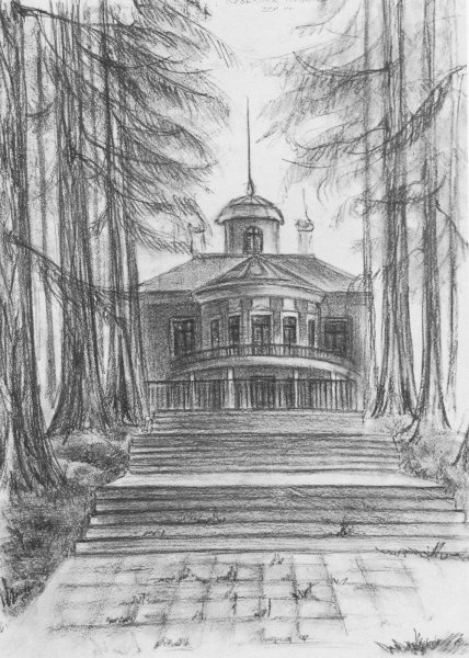 Церковь усадьба Середниково рисовать