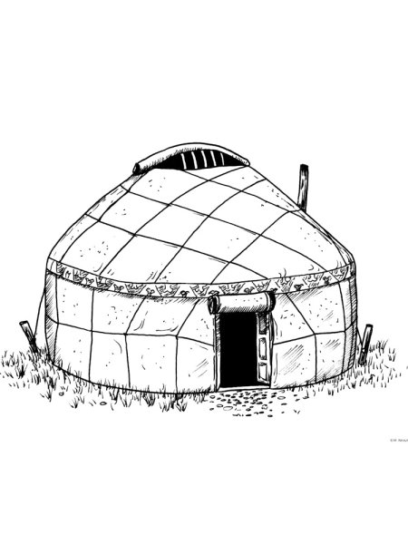 Юрта карандашом