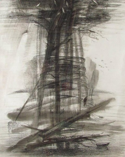 Рисование углем для детей