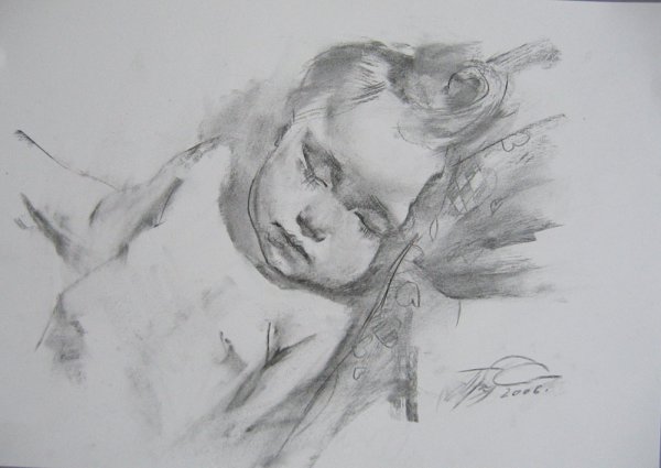 Наброски углем природа