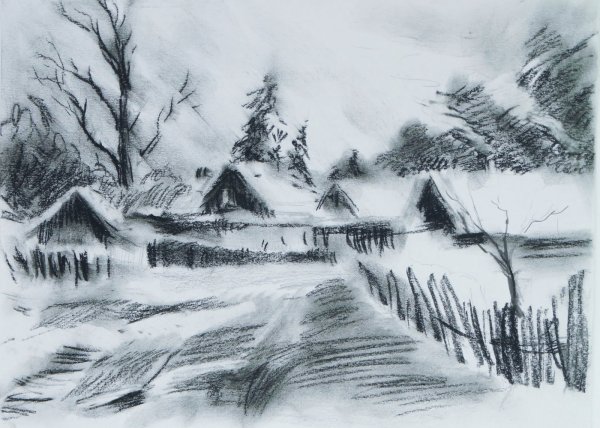 Рисование углем для детей