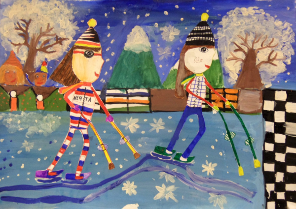 Рисунок лыжника для детей