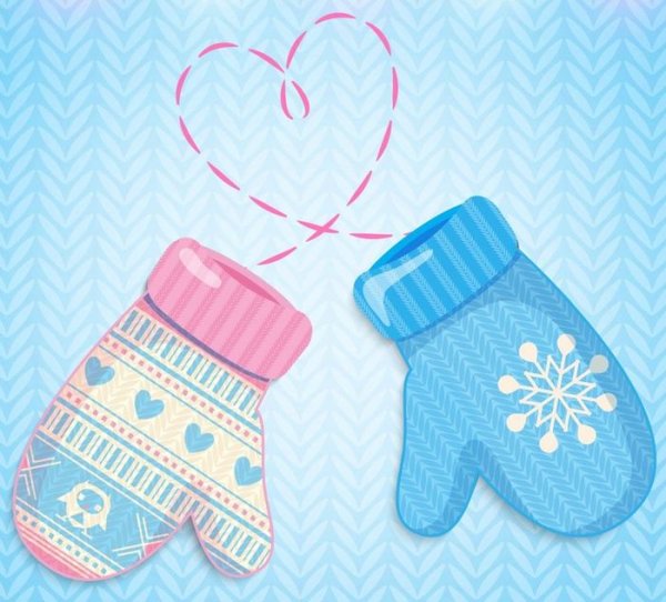 Открытка варежки