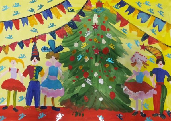 Рисование праздник новый год