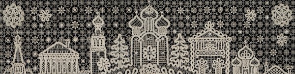 Кружево с изображением церквей
