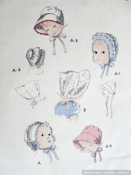 Чепчик для куклы из ткани