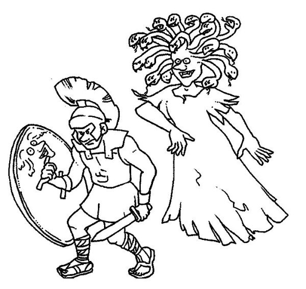 Персей и медуза Горгона раскраска
