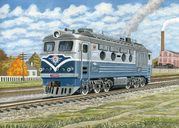 Тэп70 и паровоз