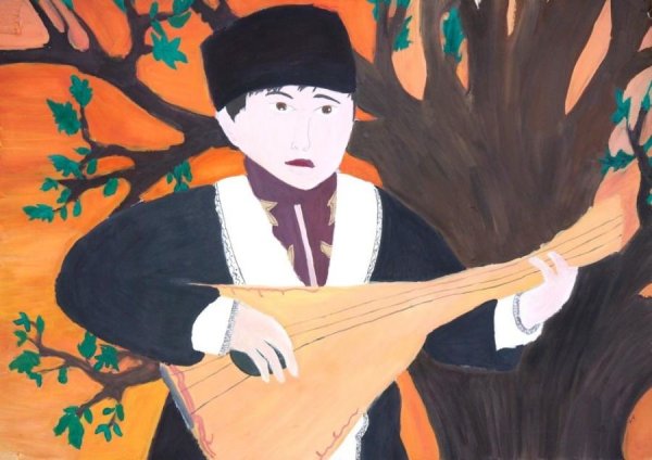 Калмыкия дети играют на домбре рисунки