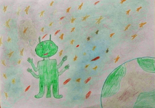 Рисование веселый инопланетянин