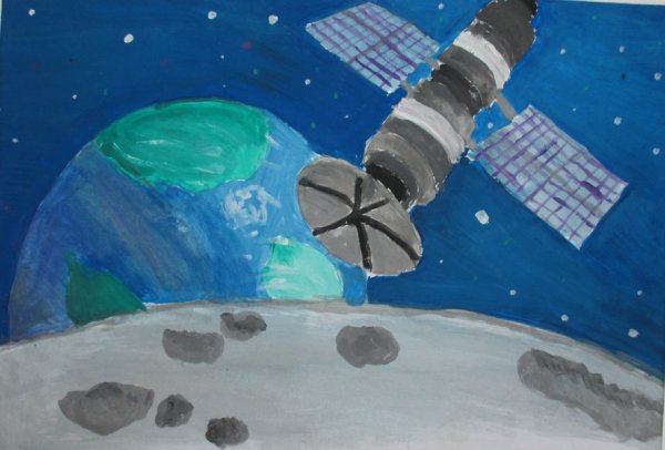 Нарисовать Спутник в космосе