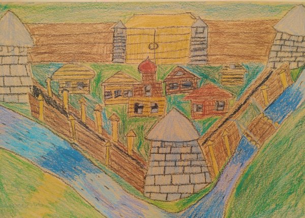 Древний город России рисунок гуашью