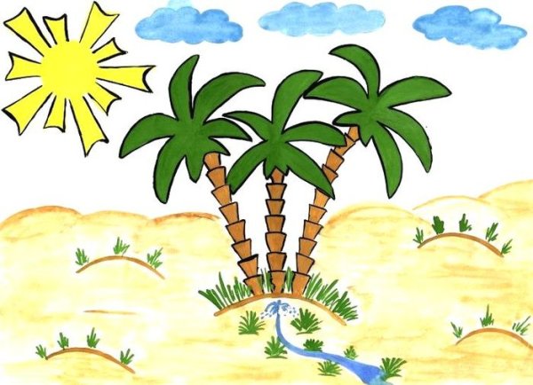 Рисование пальмы для дошкольников